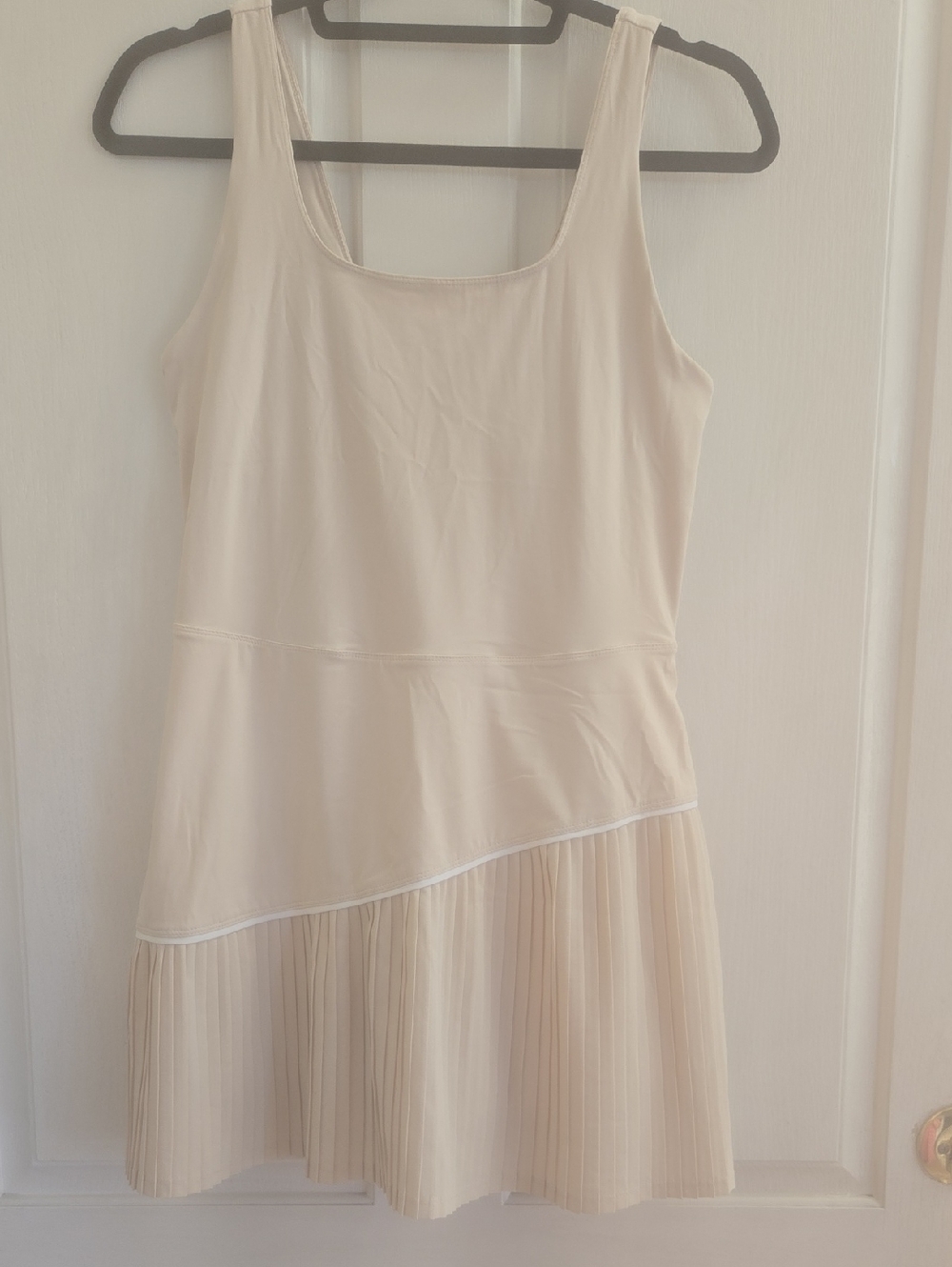 J. Lindeberg Soft Cream Pleated Hem Mini Dress